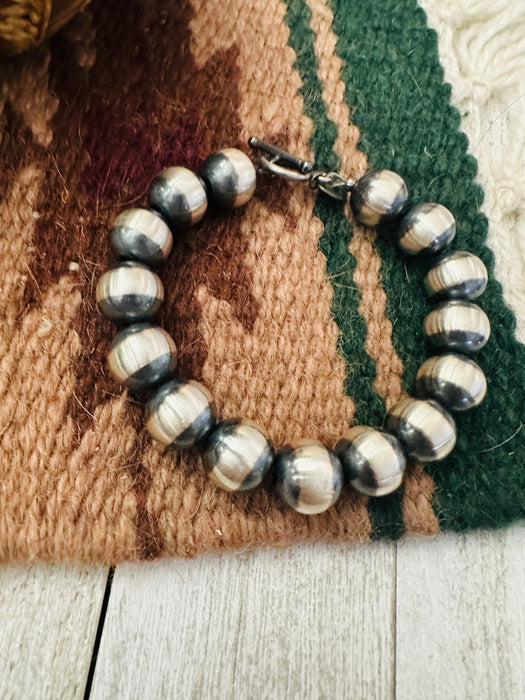 Navajo 12mm Sterling Silver Pearl Beaded Bracelet