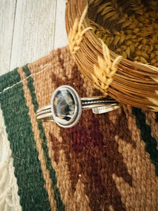 Navajo White Buffalo & Sterling Silver Cuff Bracelet