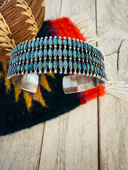 Nizhoni Handmade Sterling Silver & Blue Opal Cuff Bracelet