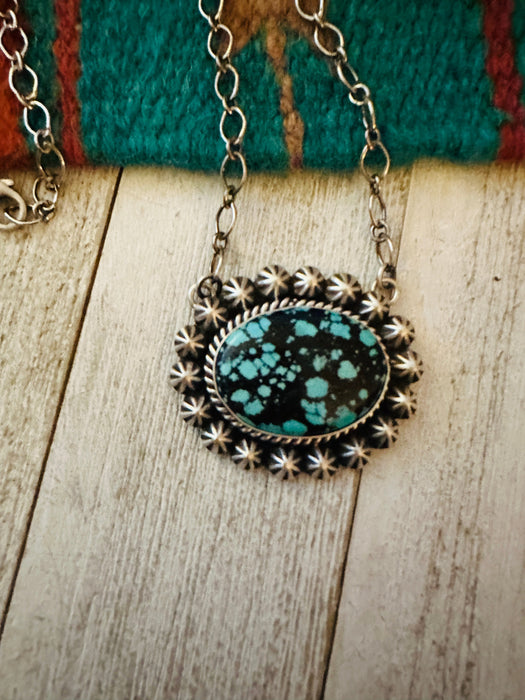 Navajo Sterling Silver & Kingman Web Turquoise Necklace