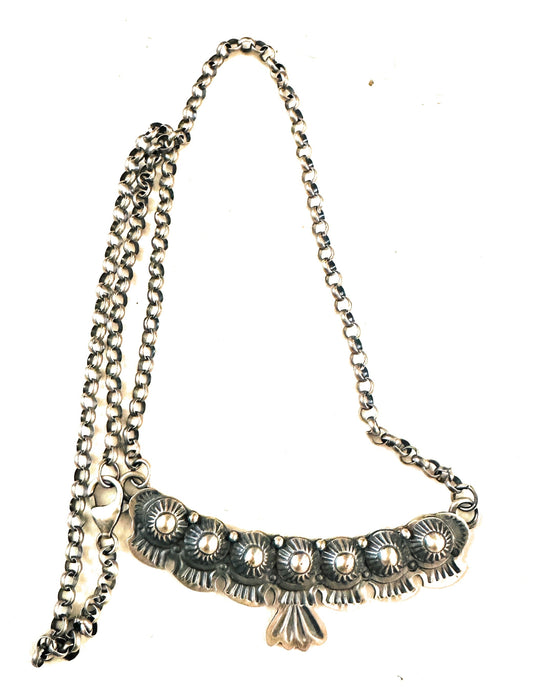 Navajo Sterling Silver Studded Necklace by Emer Thompson