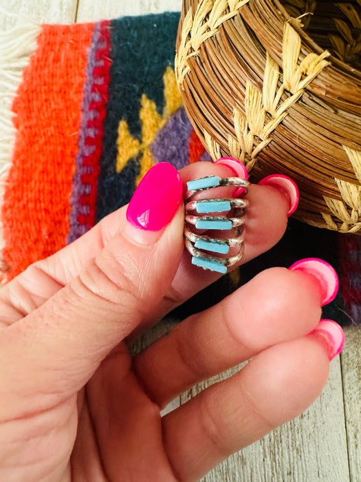 Navajo Sterling Silver & Turquoise 5 Stone Ear Cuff