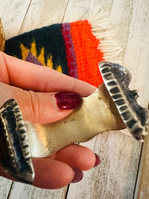 Navajo Sand Cast Sterling Silver Cuff Bracelet