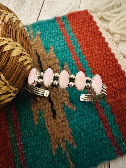 Navajo Queen Pink Conch & Sterling Silver Cuff Bracelet