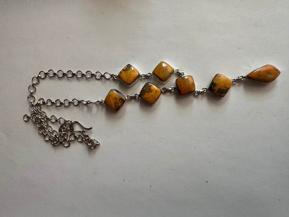 Handmade Sterling Silver & Bumble Bee Jasper Lariat Necklace