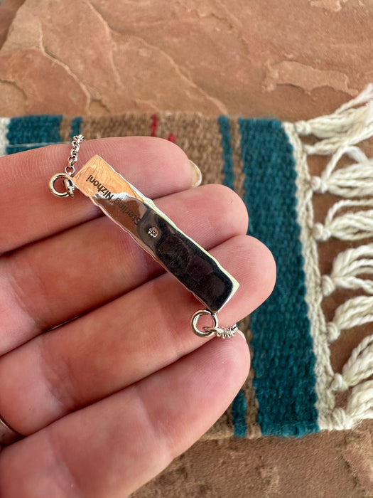 Handmade Sterling Silver & Sonoran Turquoise Bar Necklace