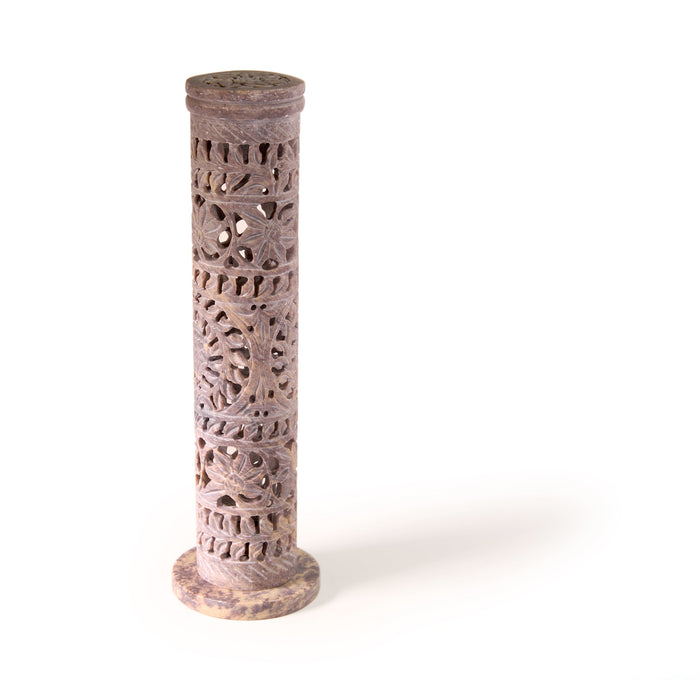 Incense Burner - Soapstone Tower Flowers Jali