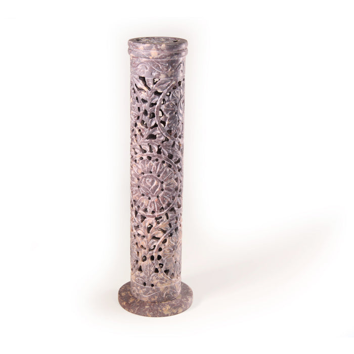 Incense Burner - Soapstone Tower Rose Vine Jali