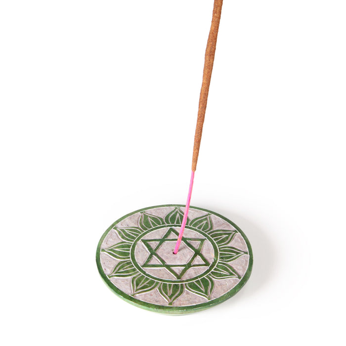 Incense Burner - Soapstone Plate Heart Chakra Anahata 3"