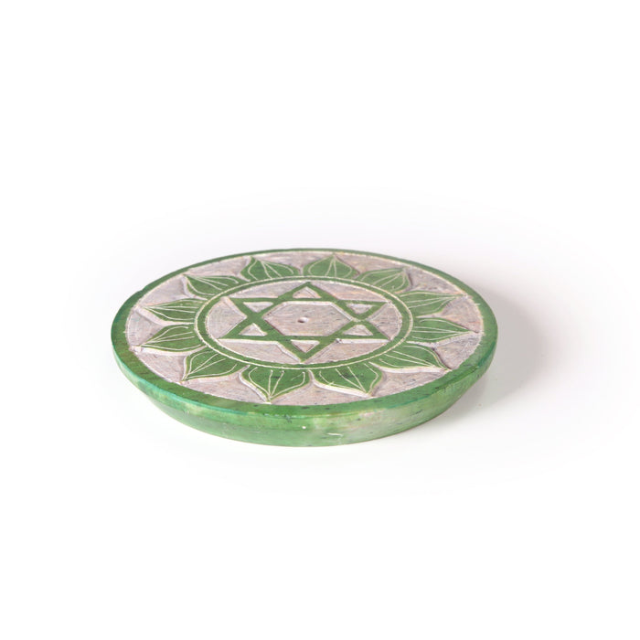 Incense Burner - Soapstone Plate Heart Chakra Anahata 3"