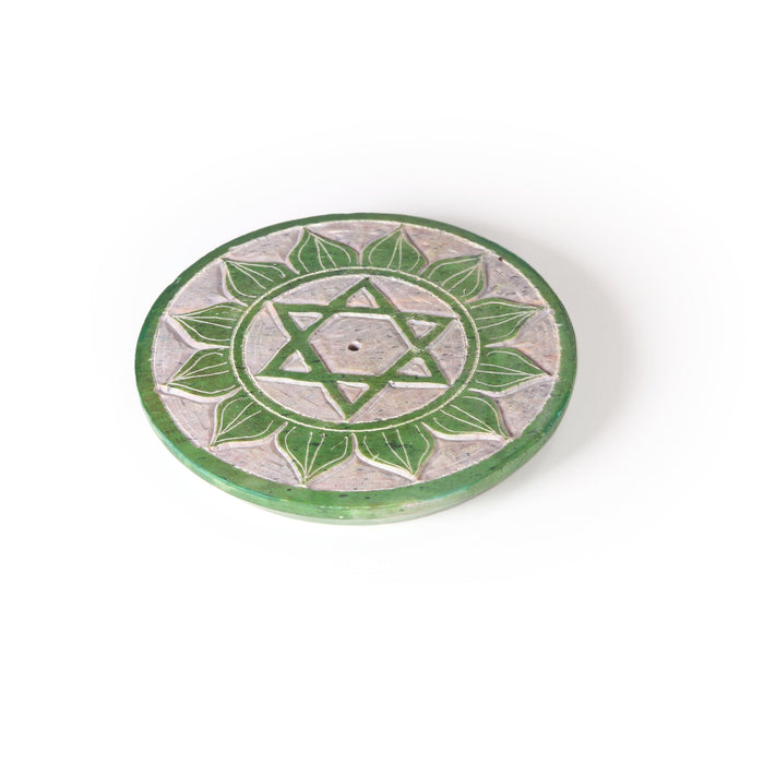 Incense Burner - Soapstone Plate Heart Chakra Anahata 3"