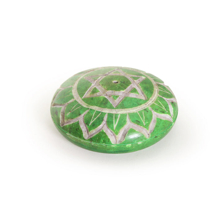 Incense Burner - Soapstone Pebble Heart Chakra Anahata 2.5"