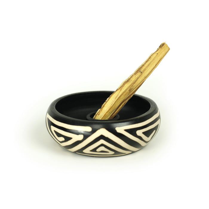 Incense Burner - Peruvian Ceramic Holder for Palo Santo Stick - 5"