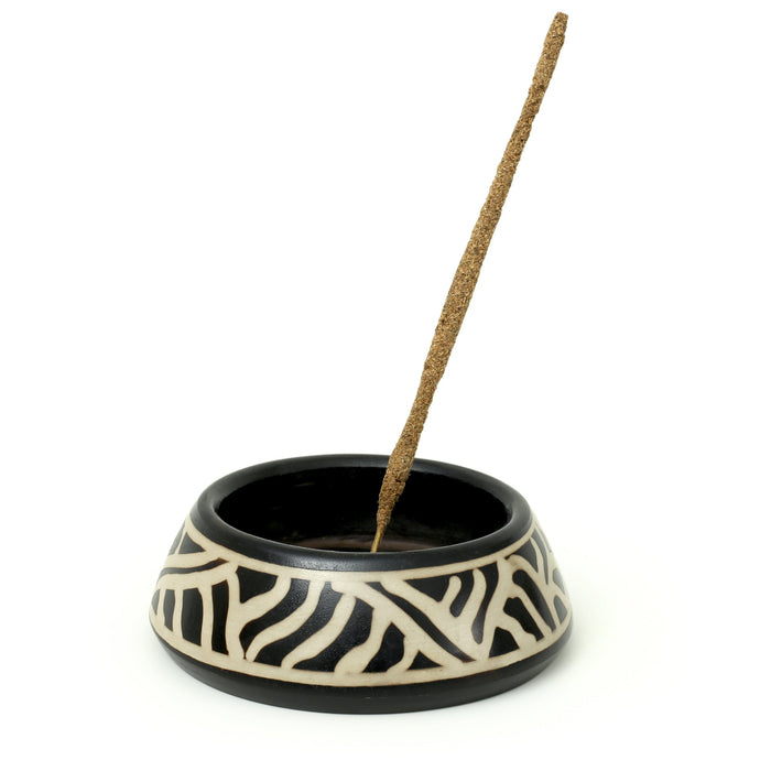 Incense Burner - Peruvian Ceramic Incense Burner for Stick and Cone Incense - Waves - 4.5"