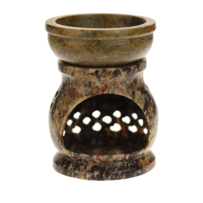 Oil Diffuser - Natural Soapstone Oil Burner Jali 3.25"