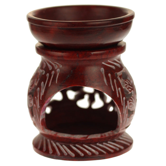 Oil Diffuser - Red Soapstone Oil Burner Round leaves 4"