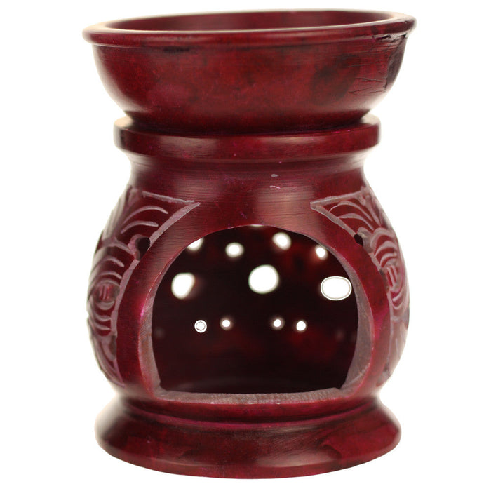 Oil Diffuser - Red Soapstone Oil Burner Carved 4"