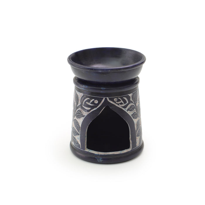 Oil Diffuser - Blue Soapstone Oil Burner Blue Rose 4.5"