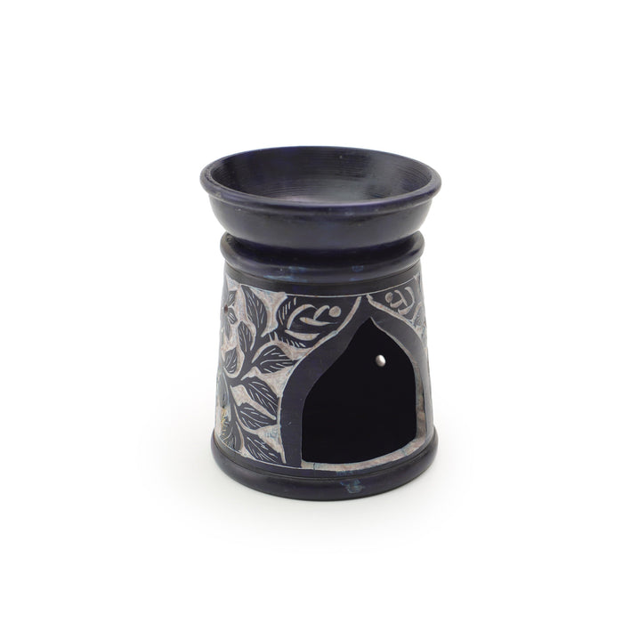 Oil Diffuser - Blue Soapstone Oil Burner Blue Rose 4.5"