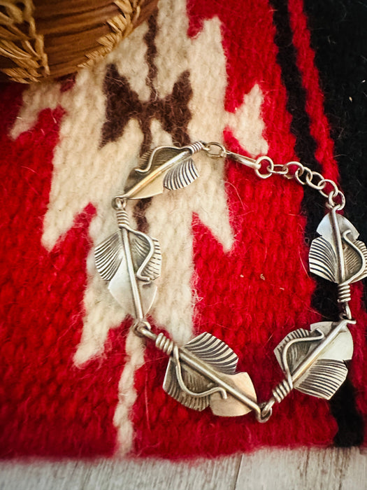 Navajo Sterling Silver Feather Link Bracelet