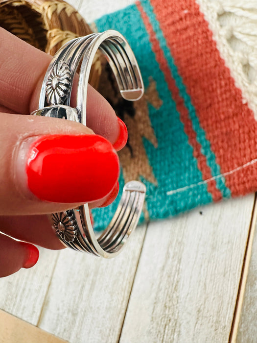 Navajo White Buffalo & Sterling Silver Cuff Bracelet