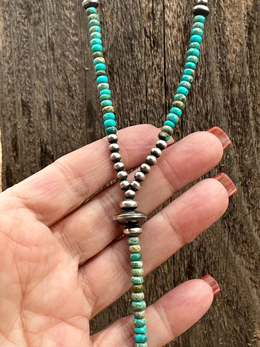 The Cowboy Navajo Sterling Silver & Turquoise Beaded Lariat Necklace