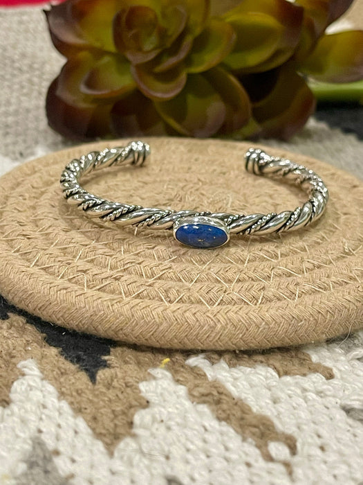 Navajo Lapis & Sterling Silver Cuff Bracelet