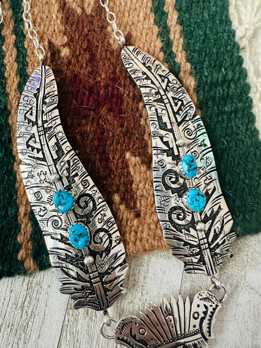 Navajo Sterling Silver & Turquoise Butterfly Necklace by Richard Singer