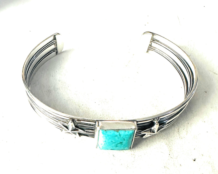 Navajo Turquoise & Sterling Silver Star Cuff Bracelet