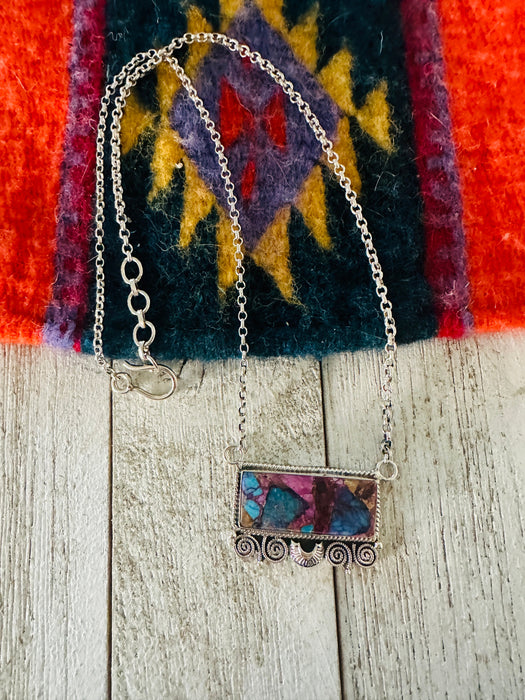 Handmade Sterling Silver & Pink Dream Mojave Bar Necklace