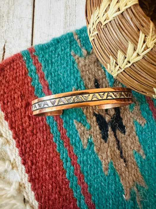 Navajo Copper and Sterling Silver Cuff  Bracelet Signed