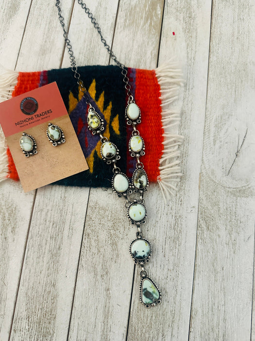 Navajo Sterling Silver & Palomino Turquoise Necklace Set by Betty Tom