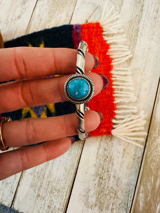 Navajo Sterling Silver & Kingman Turquoise Cuff Bracelet