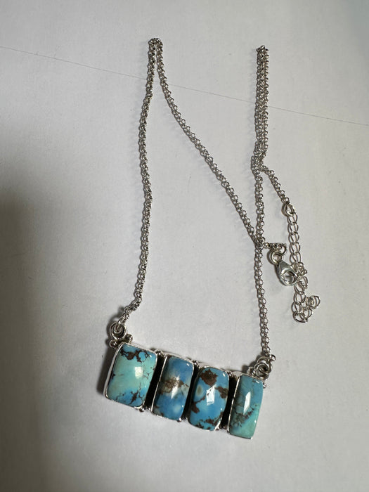 Beautiful Handmade Sterling Silver & Golden Hills Turquoise Bar Necklace