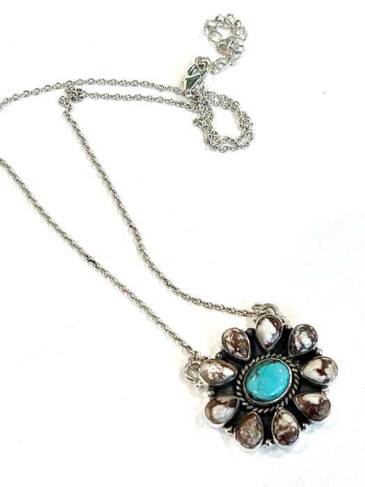 Handmade Sterling Silver & Multi Stone Necklace Signed Nizhoni