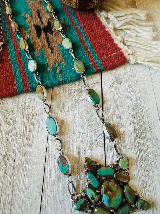 Navajo Sterling Silver & Royston Turquoise Star Necklace by Jacqueline Silver