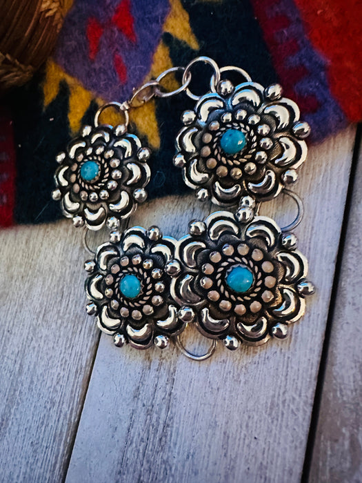 Navajo Turquoise & Sterling Silver Concho Link Bracelet