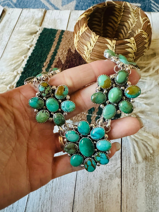 Navajo Turquoise & Sterling Silver Cluster Necklace