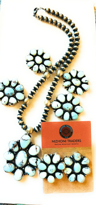 Navajo Golden Hills Turquoise & Sterling Silver Necklace Set by Sheila Becenti