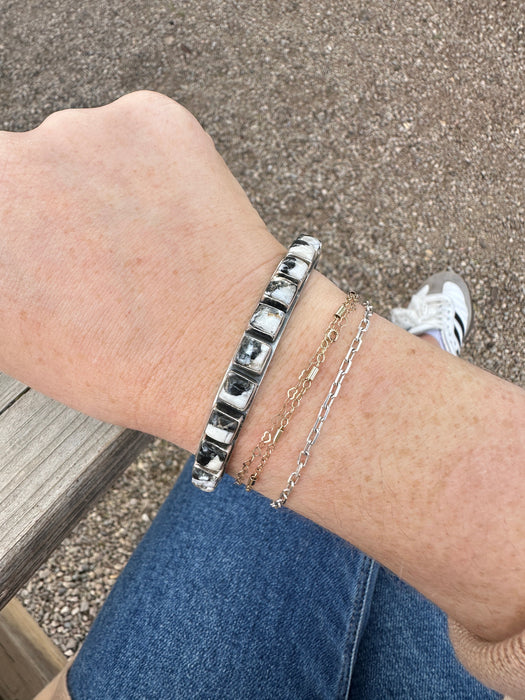 Handmade White Buffalo & Sterling Silver Cuff Bracelett