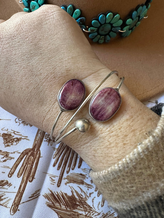 Navajo Beautiful Floating Purple Spiny Sterling Silver Cuff Bracelet