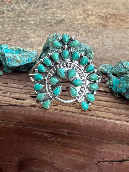 Navajo Turquoise & Sterling Silver Naja Cuff Bracelet