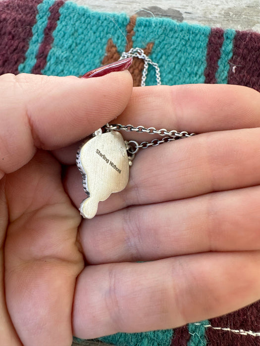 Beautiful Handmade Sterling Silver & Turquoise Spade Necklace