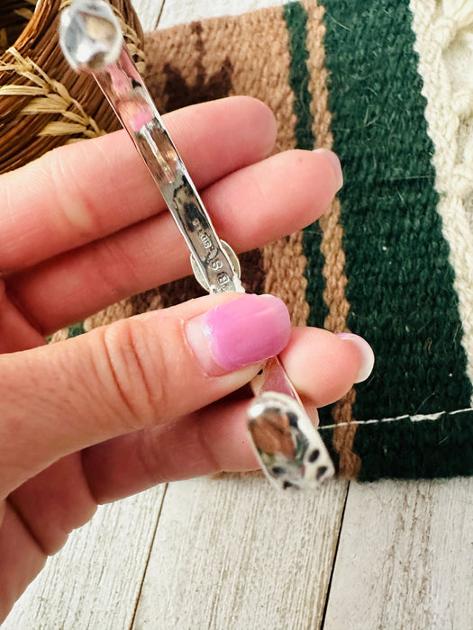 Navajo Sterling Silver & Orange Spiny Cuff Bracelet