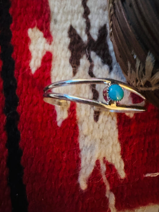 Navajo Sterling Silver & Turquoise Baby Cuff Bracelet