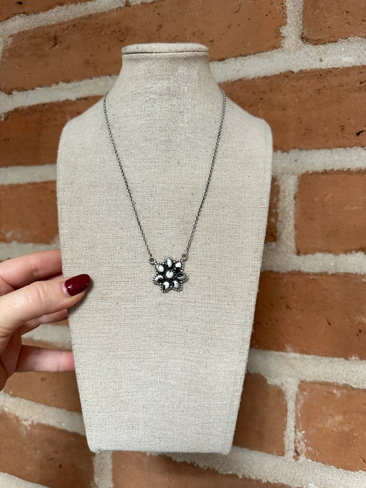 Handmade Sterling Silver, White Buffalo Cluster Necklace