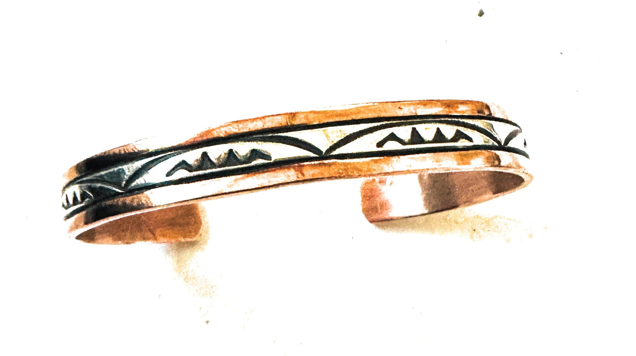 Navajo Copper and Sterling Silver Cuff  Bracelet Signed