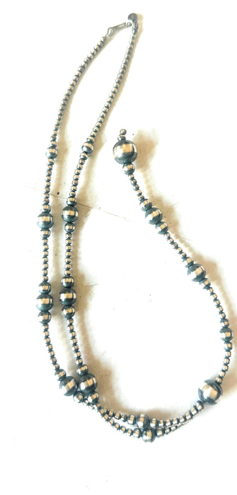 Navajo Sterling Silver Pearl Beaded Lariat Necklace