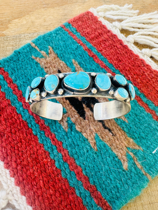 Navajo Kingman Turquoise & Sterling Silver Cuff Bracelet