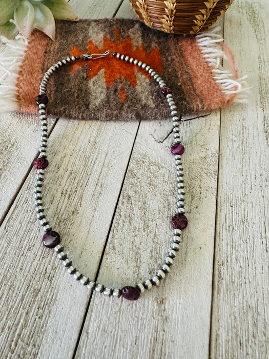 Navajo Purple Spiny & Sterling Silver Pearl Beaded 16” Necklace - Culture Kraze Marketplace.com